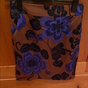Floral Print Brown & Purple Pencil Skirt